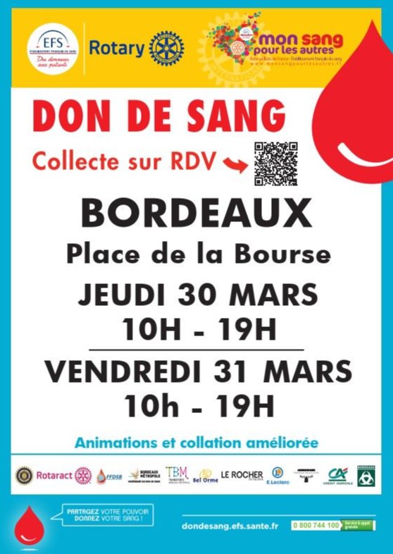 Grande collecte  de sang des clubs de  rotary  et rotaract clubs de Bordeaux